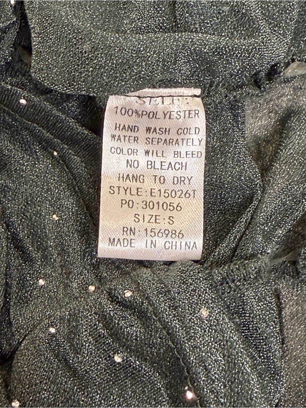 Sheer Green Ruched Long-Sleeve Sparkle Top - Picture 5 of 8